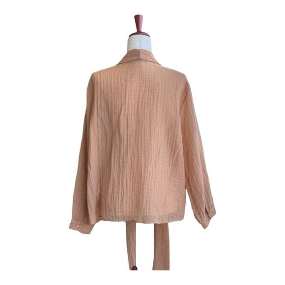 Zara Crinkle Blouse Sheer Romantic Spring Coastal Chic - Picture 12 of 15